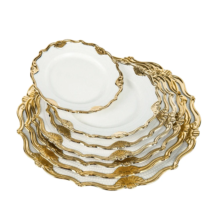 New Arrival Home Hotel Restaurant Dinnerware Luxury Gold Ceramic Charger Plates For Wedding