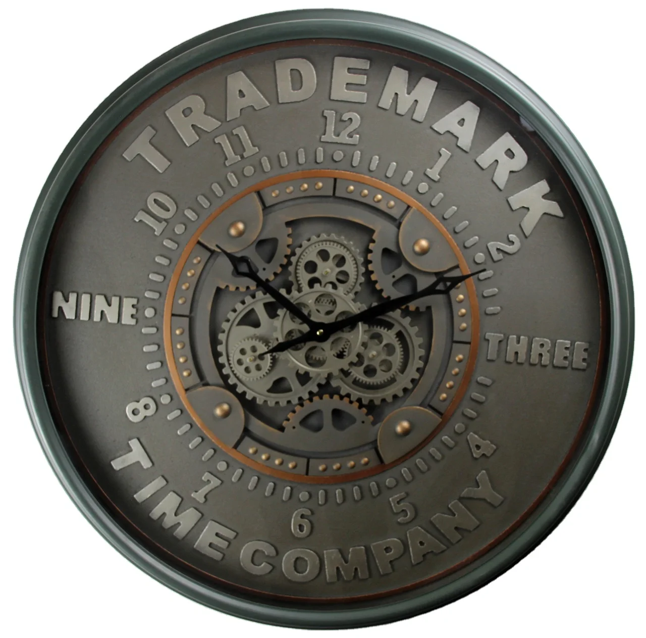 Хорошее качество, Прямая поставка с завода, домашние декоративные часы COG, промышленное снаряжение, движущиеся настенные часы с металлической гравировкой