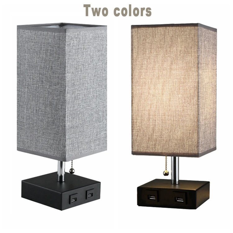  Simple Retro With Usb Port Square Fabric Sunshade Control Touch Desk Lamp Bedroom Bedside