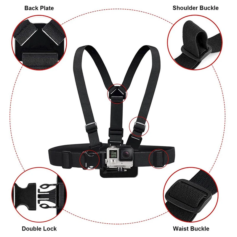Factory Supply Adjustable Chest Mount Harness Chesty Strap For GoPro Hero 8 Black, Hero 7 6 5, DJI Osmo Action