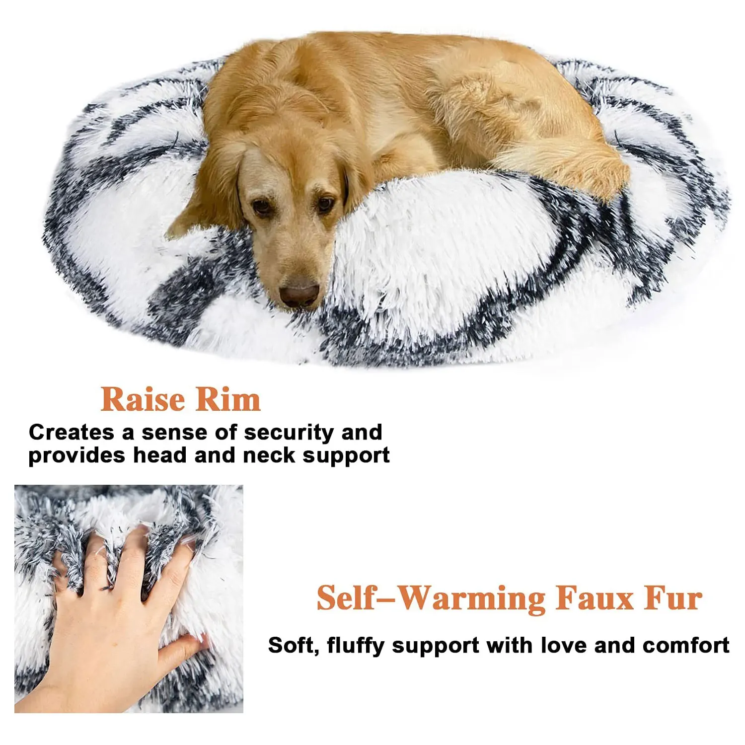 Factory wholesale Washable Round Donut pet sofa large dog bed orthopedic memory foam plush pet bed