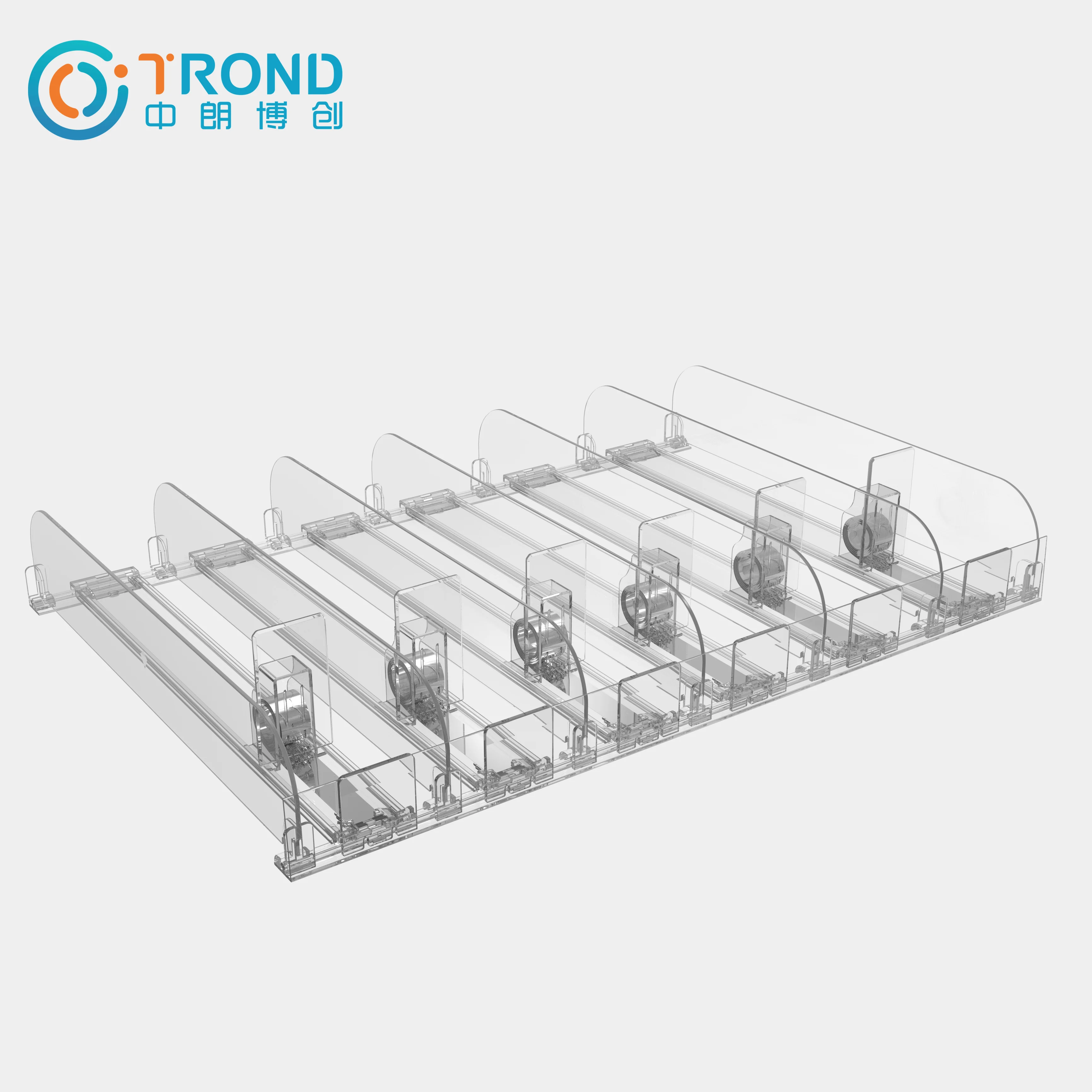 bottle shelf roller pusher storage retail display shelf pushers and dividers supermarket lipstick nail oil shelf pusher system