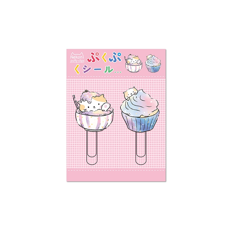 Nekoni Kawaii Bookmark Paperclip Cat Image School Office Educational Stationery for 3D Bookmark Page Marker