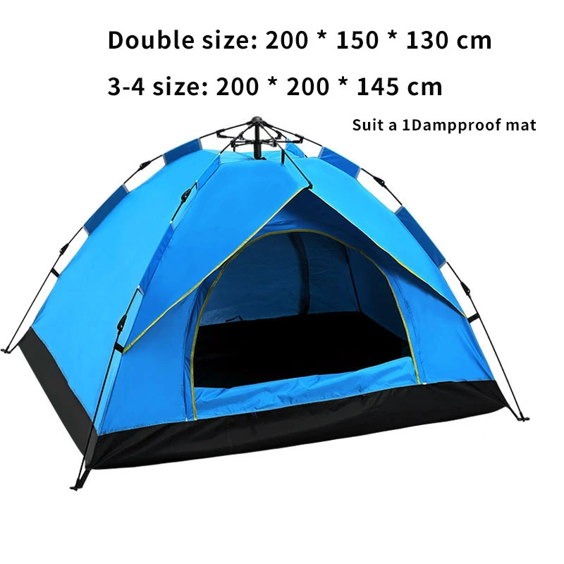 Outdoor 3-4 people beach thickening rainproof 2 people picnic automatic double camping speed open four-sided tent