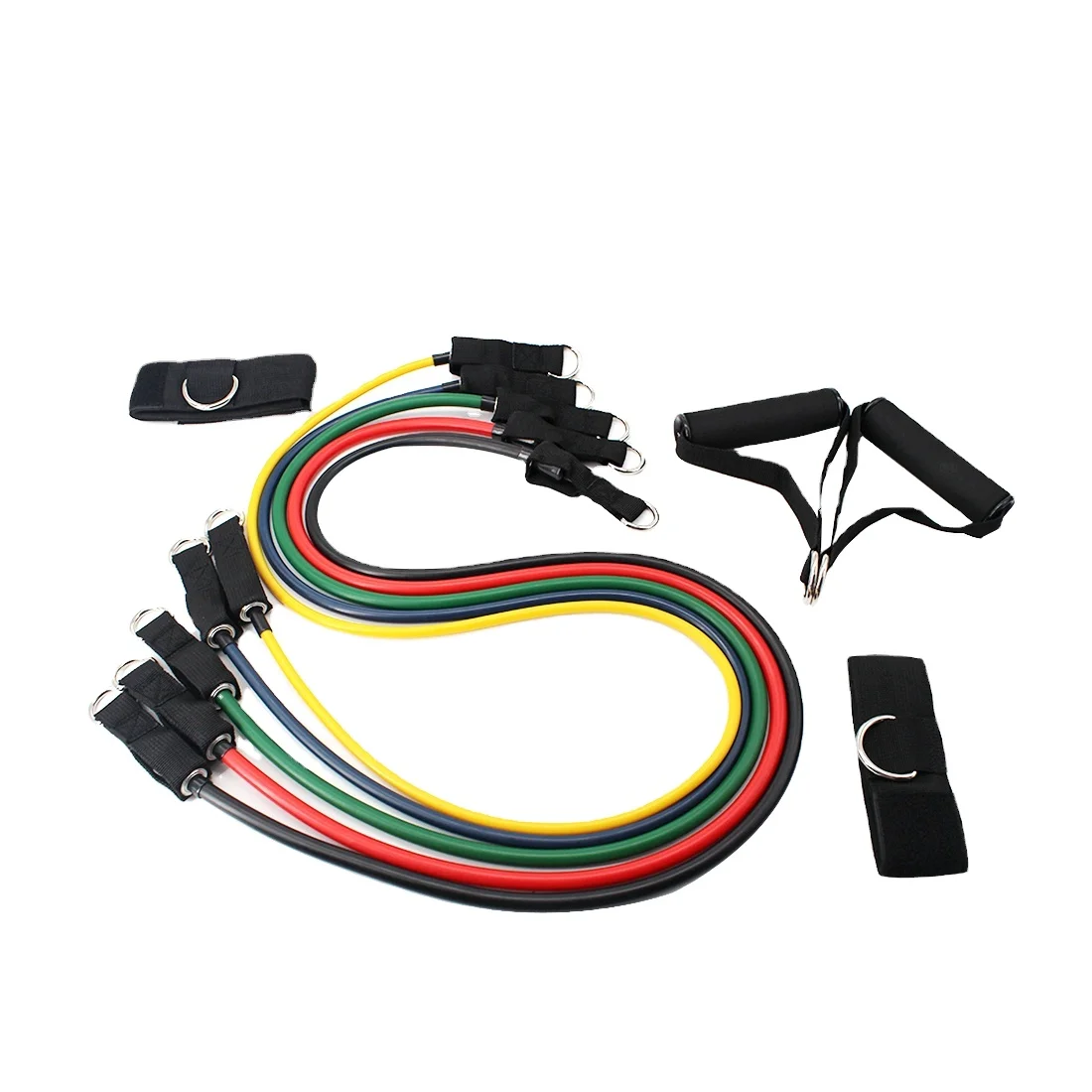 MSJ exercise resistance bands set  non snap premium (11pcs) set 5 levels gym stretch resistance bands  stackable up