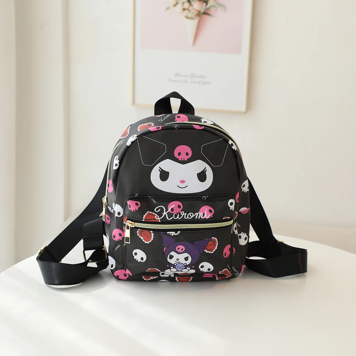 Hot Sale New Products Kids School Bags PU Leather Custom Printed Backpack Kuromi Kitty My Melody Fashion Cartoon Shoulder Bags