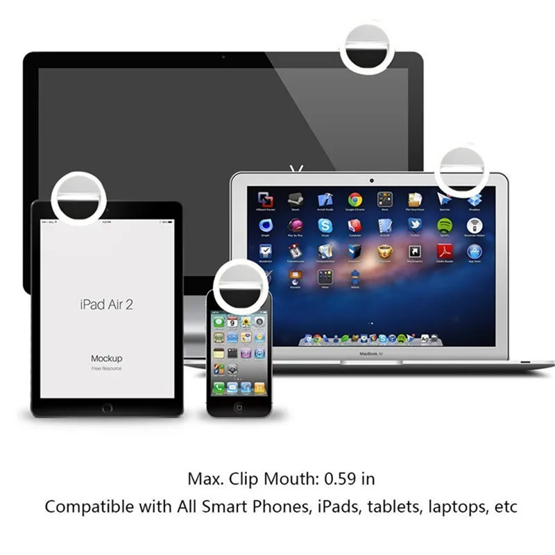 Rechargeable Clip-on LED Selfie Ring Lamp Fill-in Light Selfie Enhancing Fill LED Circle Ring Light For Phone Macro Ring Lights