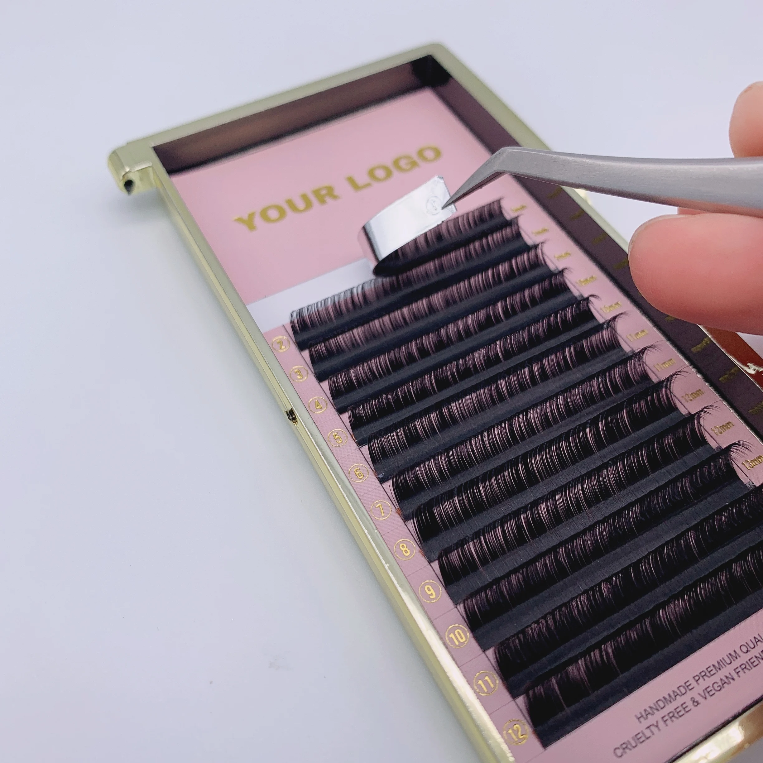 automatic easy fan individual silk  eyelash volume cashmere mink matte black lash extensions trays supplies