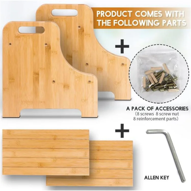 Multi-Purpose Bamboo 2 Step Stool Bamboo Kids Toddler Stepping Stool Wooden Bed Step Stool