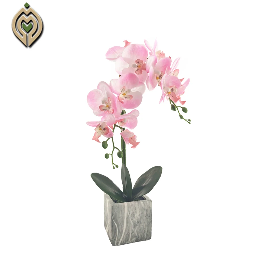 Artificial simulation colorful Orchid Flower plants with pot decorative Butterfly Phalaenopsi Orchid greenery