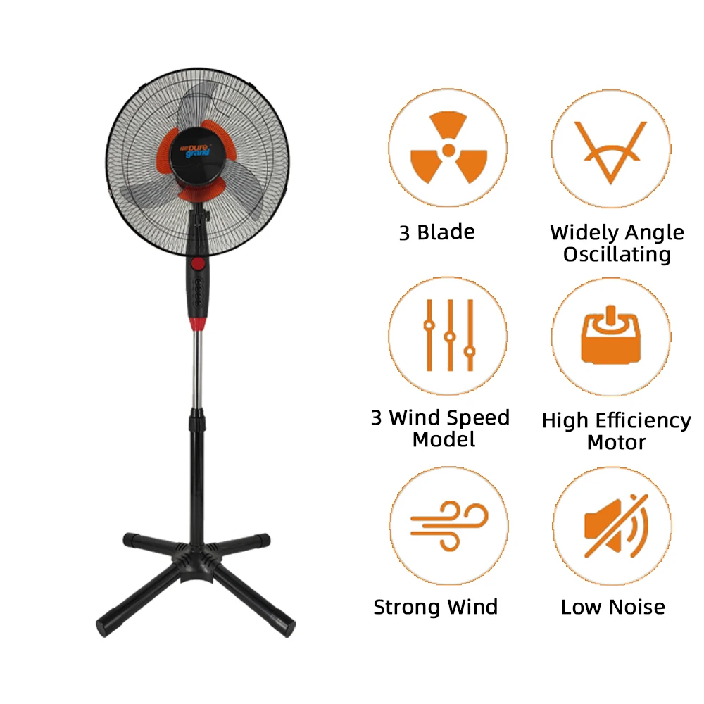 New product 3 speed 40w 220v electrical 16-inch oscillating cross pedestal double blade stand fan