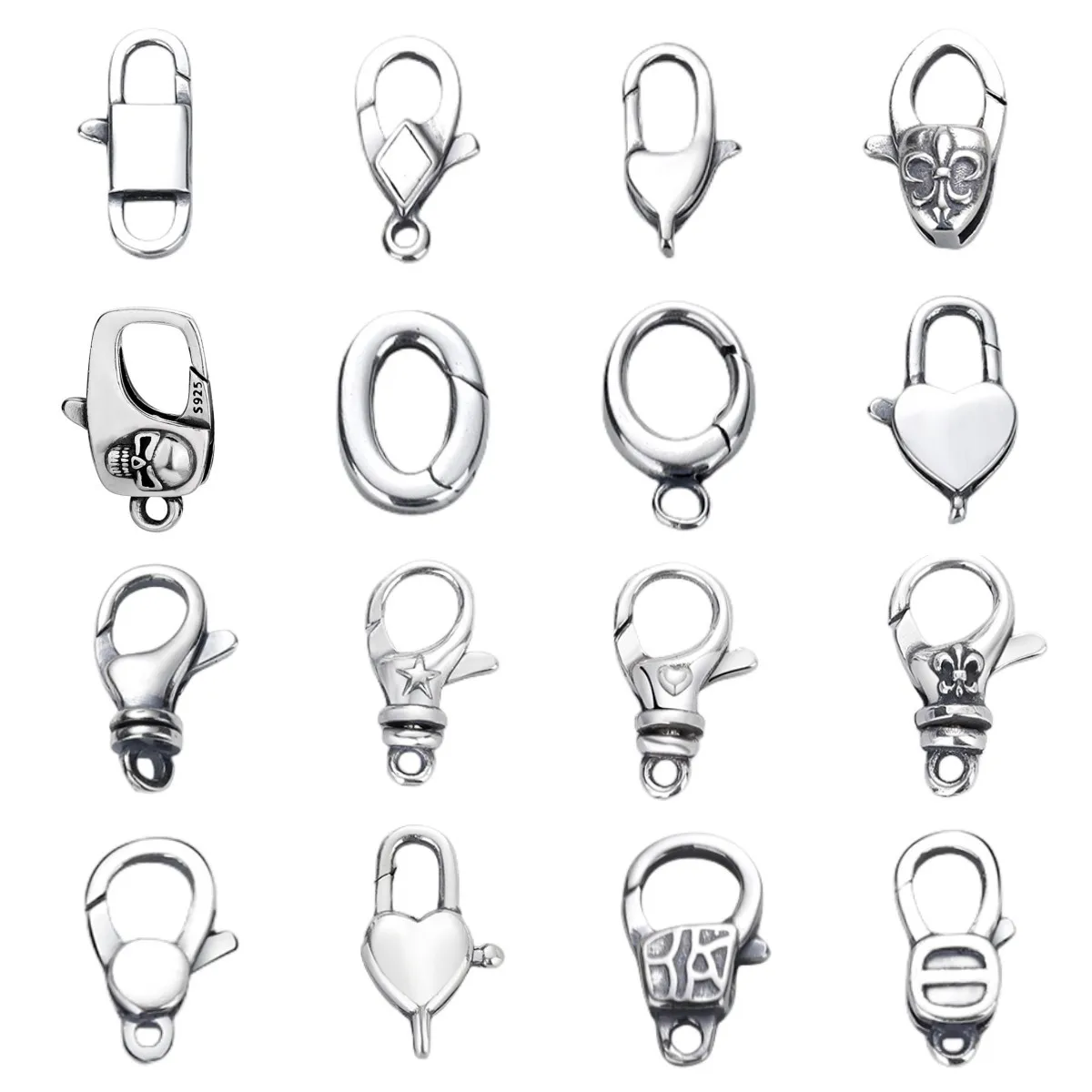 Fashion Elegant Moon Shaped 925 Sterling Silver Charm Lock Findings Push Gate Gold Plated Necklace Clasp 13mm 14mm