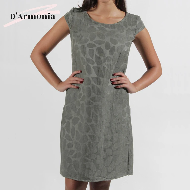 
Low Price O-neck Daily Dress Silm Solid Dress For Women Made In Italy 