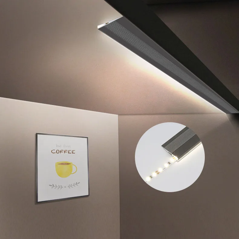 Thin Cabinet Bar light Led Aluminum Profile Channel Diffuser Hidden Shelf Light Wardrobe Bookcase Closet Backlight Lighting 12V
