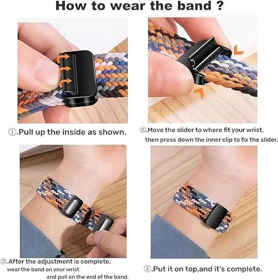 18mm/20mm/22mm Magnetic Nylon Braided Loop Strap For Samsung Galaxy Watch 6/5/4 Classic Elastic Bracelet 42mm 46mm Band Women