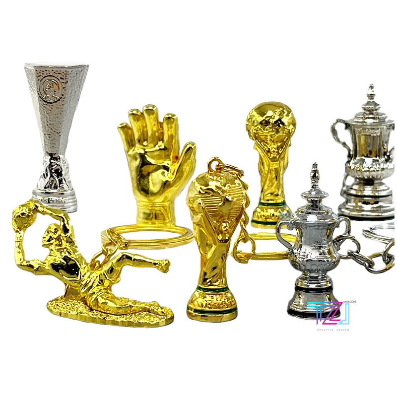 2022 Soccer League Sports Football Match Mini Trophy Cup Football  Champion Keychain Charms Metal Key Chain
