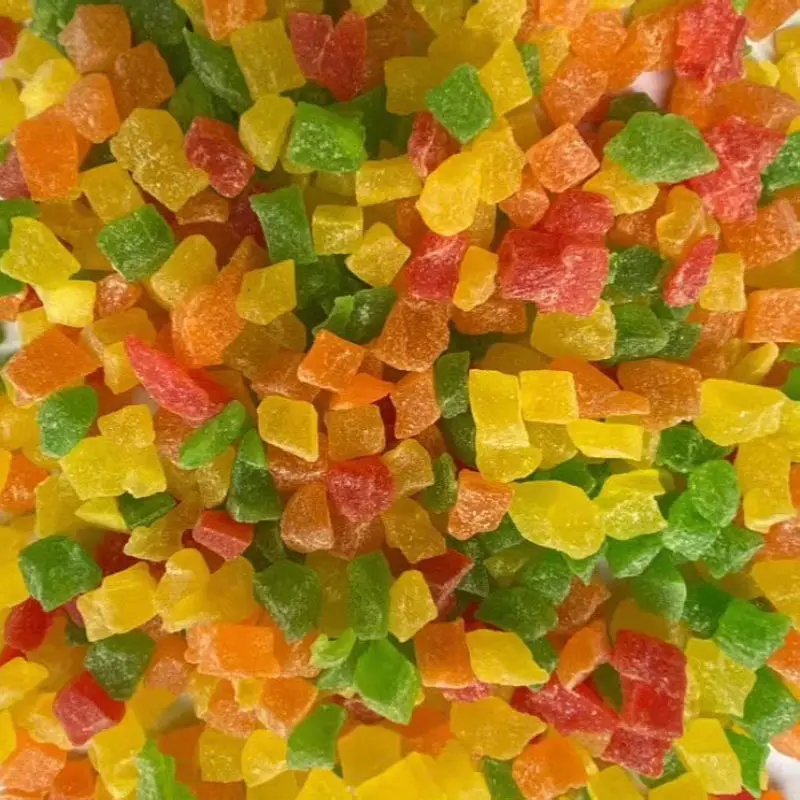Hot Sale Mixed 4 Colors Delicious Candied Preserved Fruit Diced Dried Papaya