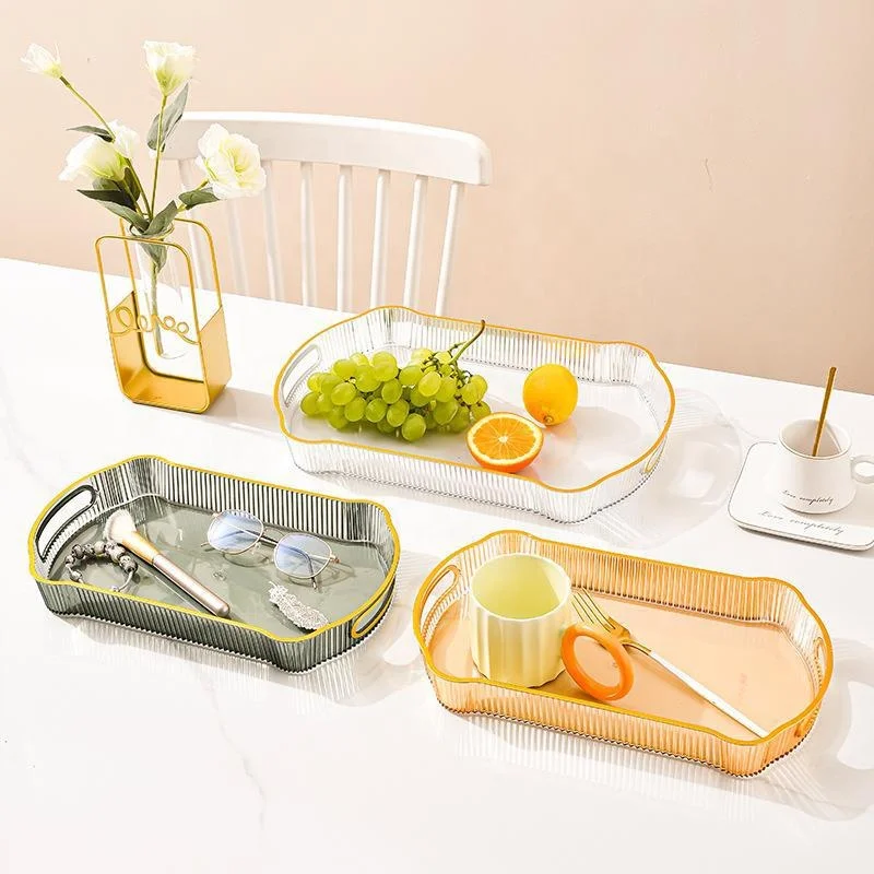 Light luxury rectangular tray home tea cup tea tray Wedding banquet snack fruit storage tray