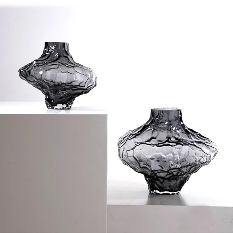 Good quality thick transparent clear green glass vase luxury home decor wedding