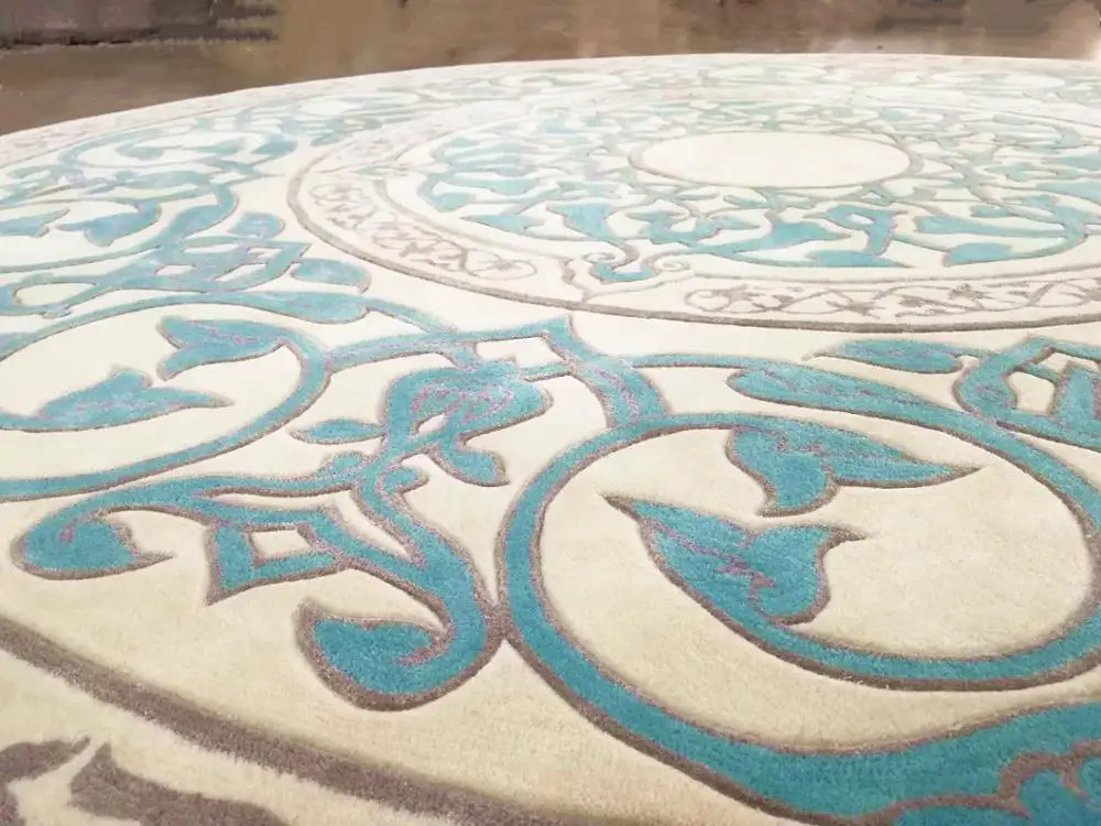Modern design customized furniture round carpet  high quality Floor wool and silk rug Luxury home hotel living room