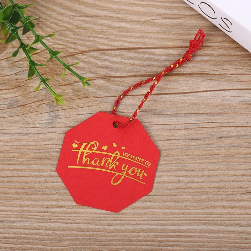 E-Magic Custom Bottle Neck Hang Tags Gift Thank You Hangtag with Gold Foil Printed
