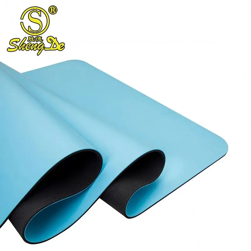 2024 Blue Exercise Printable 4mm Thick Padded Heavy Anti Slip Pu Natural Rubber Yoga Mat with Pad