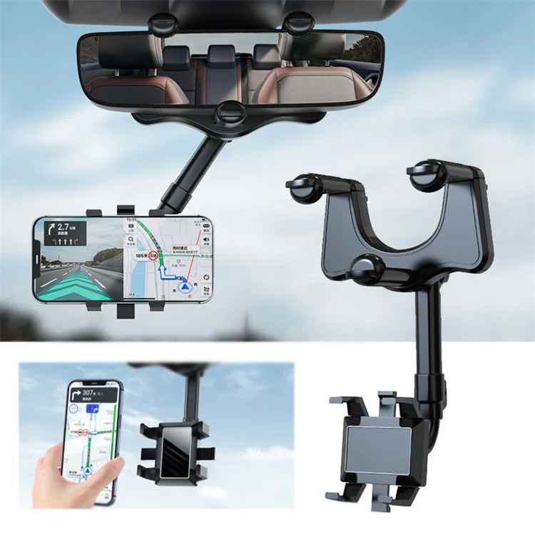 360 Retractable Degrees Car Rearview Mirror Mount Phone Car Mount Fit All Mobiles & Vehicles