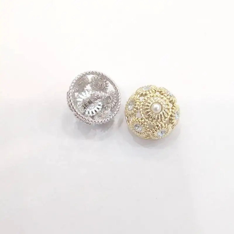 Faux Pearl Buttons Flat Back Flower Rhinestone Buttons for Jewelry Making DIY Craft Wedding Party Home Decoration Hair Accessor
