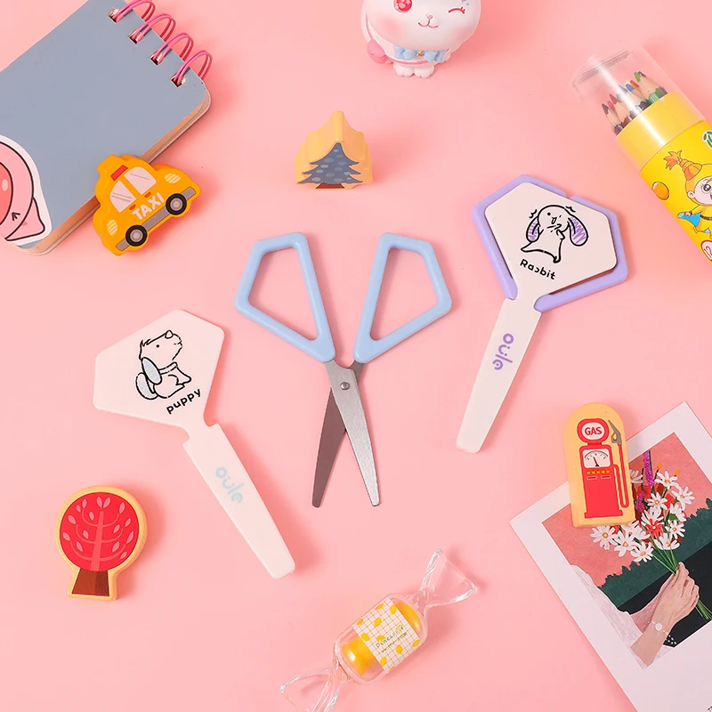 New Design Wholesale stainless steel scissors with protective casing  Kids Safety School Craft Scissors  cutting