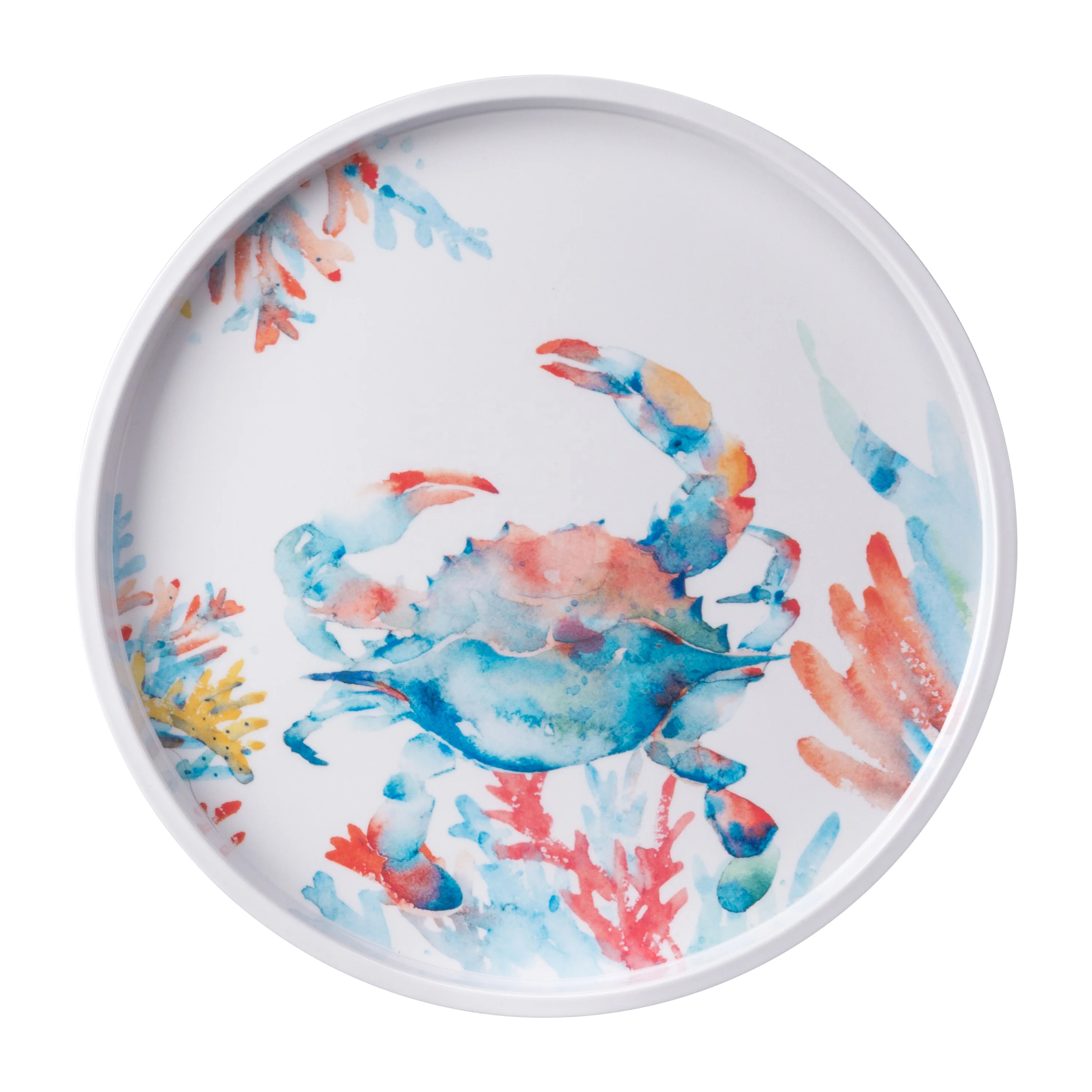 Wholesale Custom Tableware Rustic Appearance Seabed Coral Crab Printing Melamine Dinner Plate Set