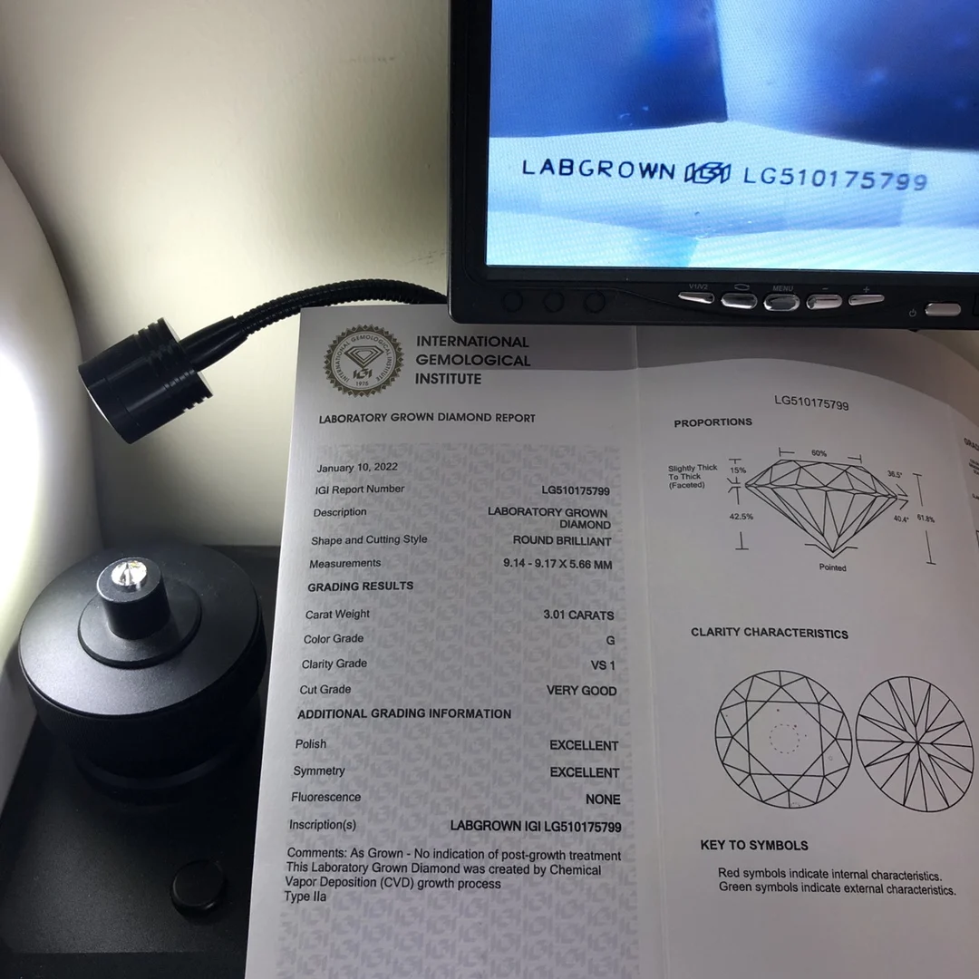 1.5 Carat 2 Carat 3 Carat IG I certified  CVD Lab Grown Diamond Price LabGrown Diamond CVD Loose Diamond