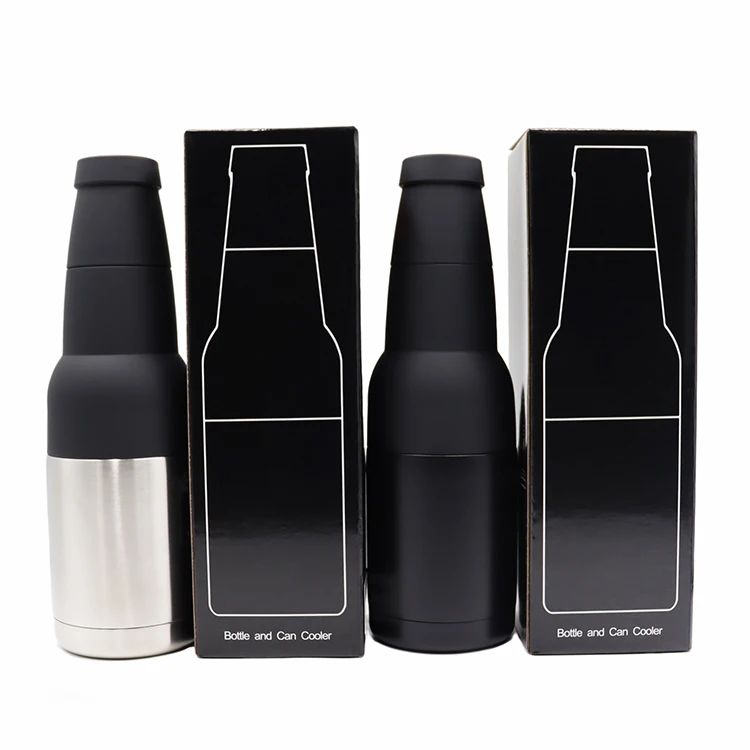 12oz stainless steel double wall vacuum insulator 3 in 1 insulated can cooler bottle