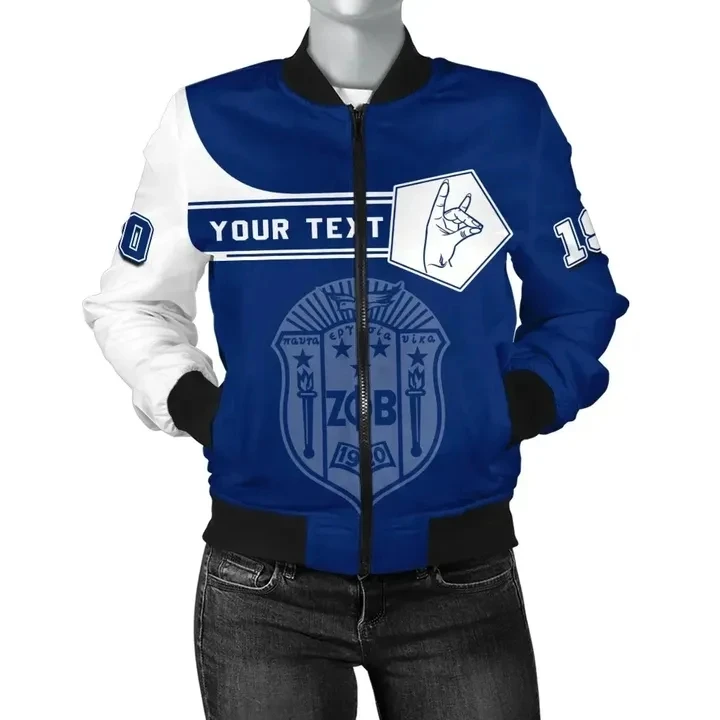 Personalized Custom Zeta Phi Beta Sorority Logo Bomber Jacket For Women Plus Size Coats Jackets Fashionable Outdoor Jackets