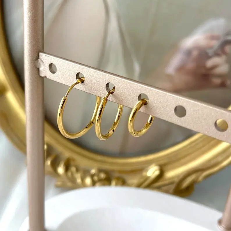 Summer Minimalism Best Friend Gift Set Earrings Gold-plated Hoop Stainless Steel Earrings set