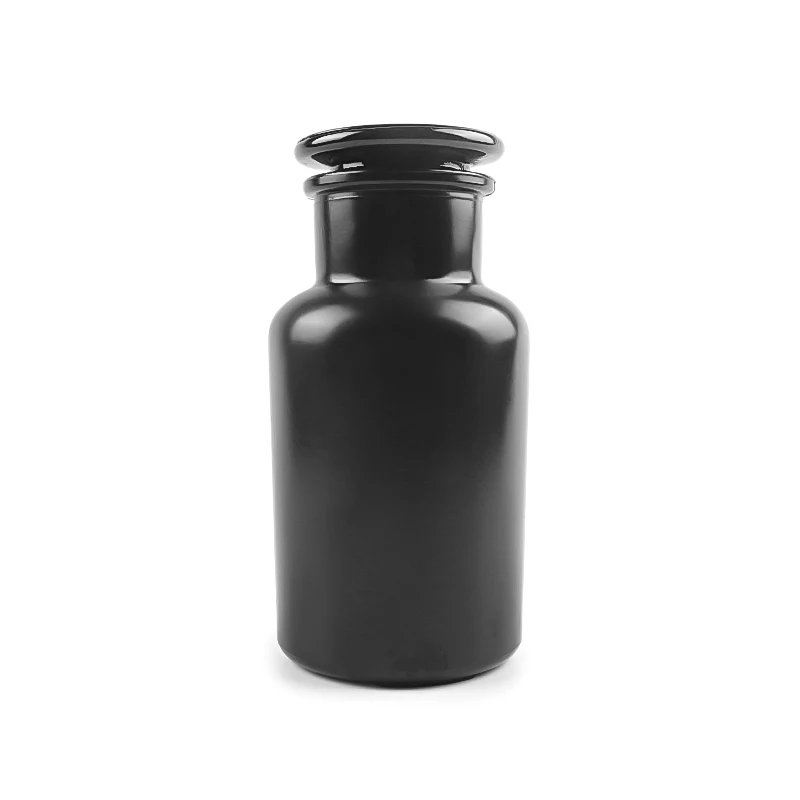 250ml 8oz Black Glass Apothecary Jar With Glass Lids
