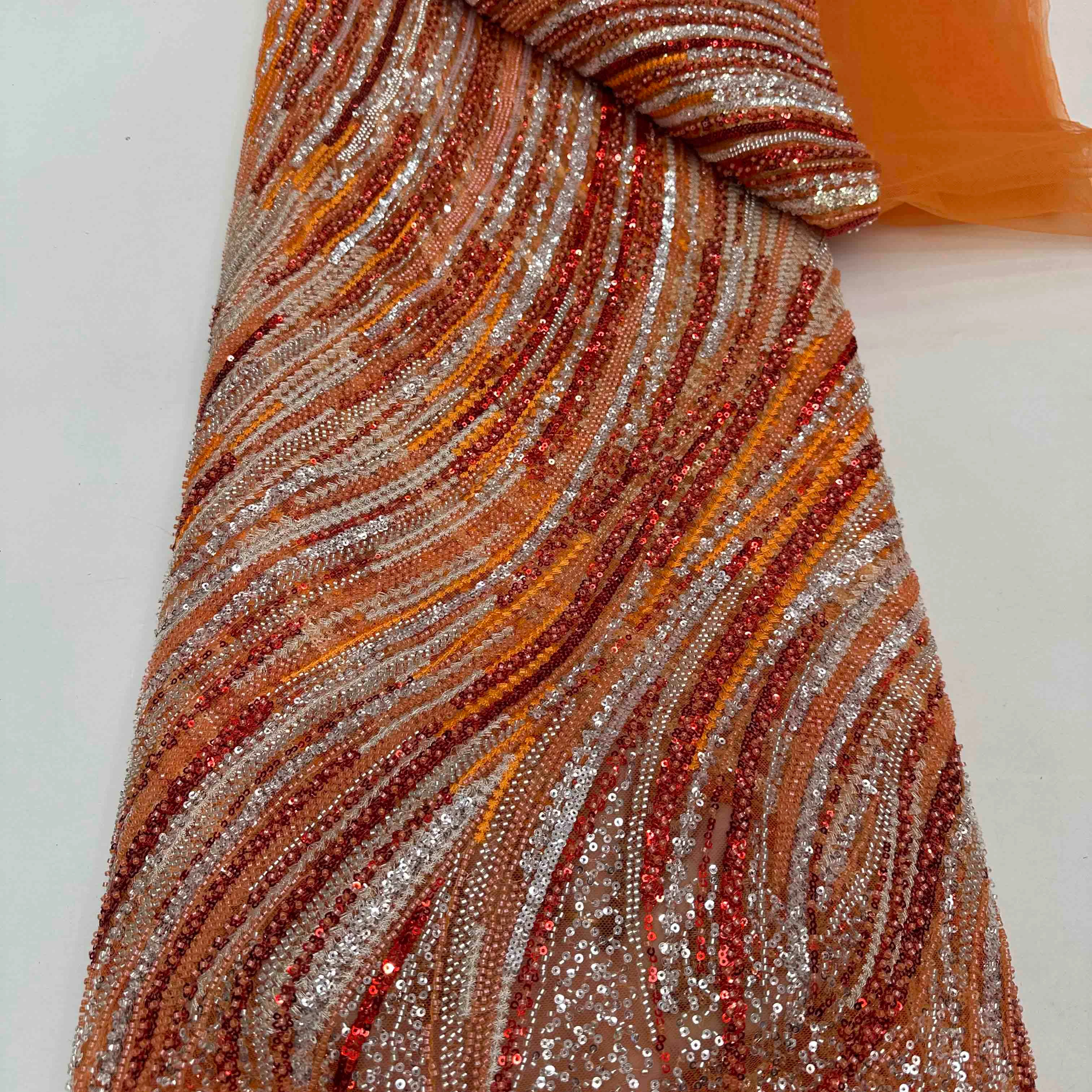 Lace fabric sequins beaded for clothing lace