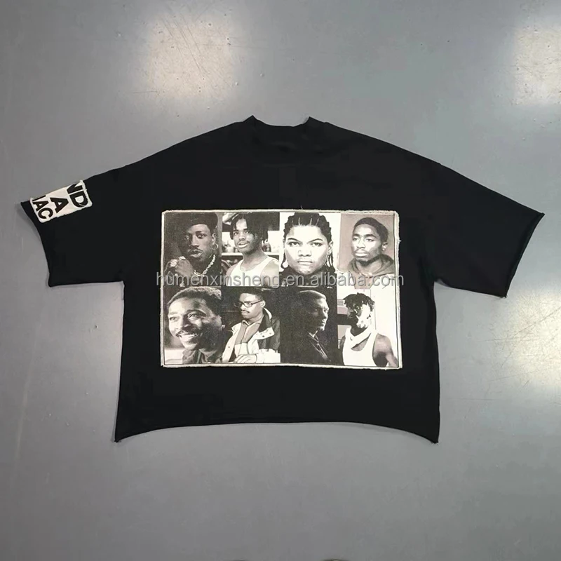 Manufacturers for customs clothes acid wash 100%cotton graphic tees applique embroidery cropped boxy t shirt men