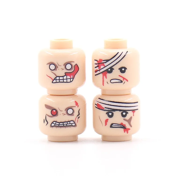 4pcs/lot expression head soldier warrior pirate mini building blocks figure accessories children educational toys gift