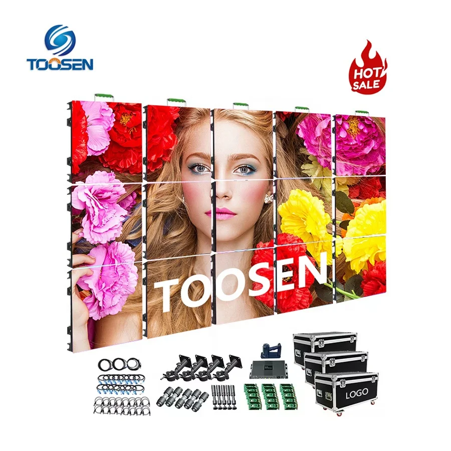 Toosen High Performance P1.9 P2.6 P2.9 P3.9 Mobile Led Advertisement Video Wall 500X1000mm Stage Led Display Screen For Rental