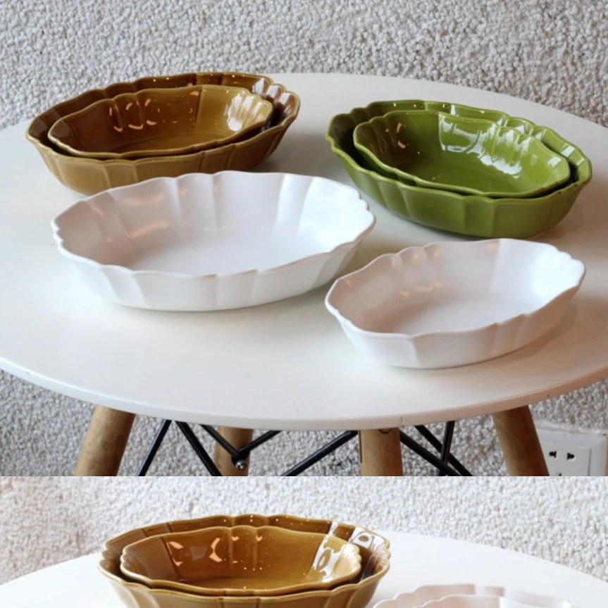 Solhui Vintage Oval Ceramic Baking Dishes Plates Curry Salad Dish