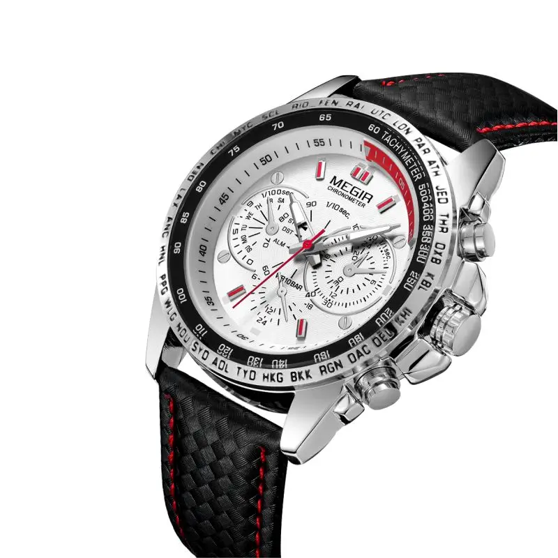 Megir 1010 Casual Sport Watches Men Wrist Luxury Quartz Leather Waterproof black friday Wristwatches Relogio Masculino