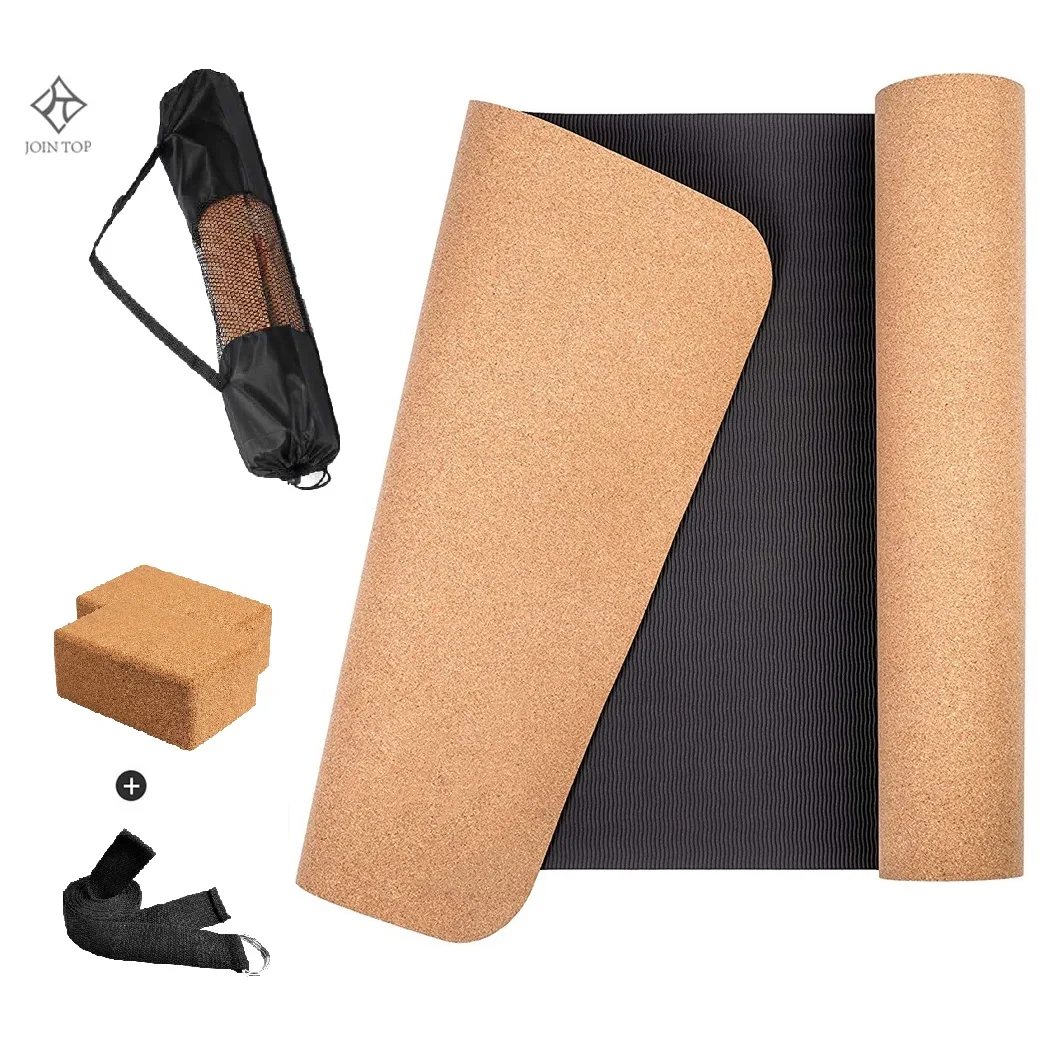 
logo custom 4mm 5mm thick yoga met eco friendly yoga mat, rubber joga mat cork, wholesale organic cork rubber yoga mat 