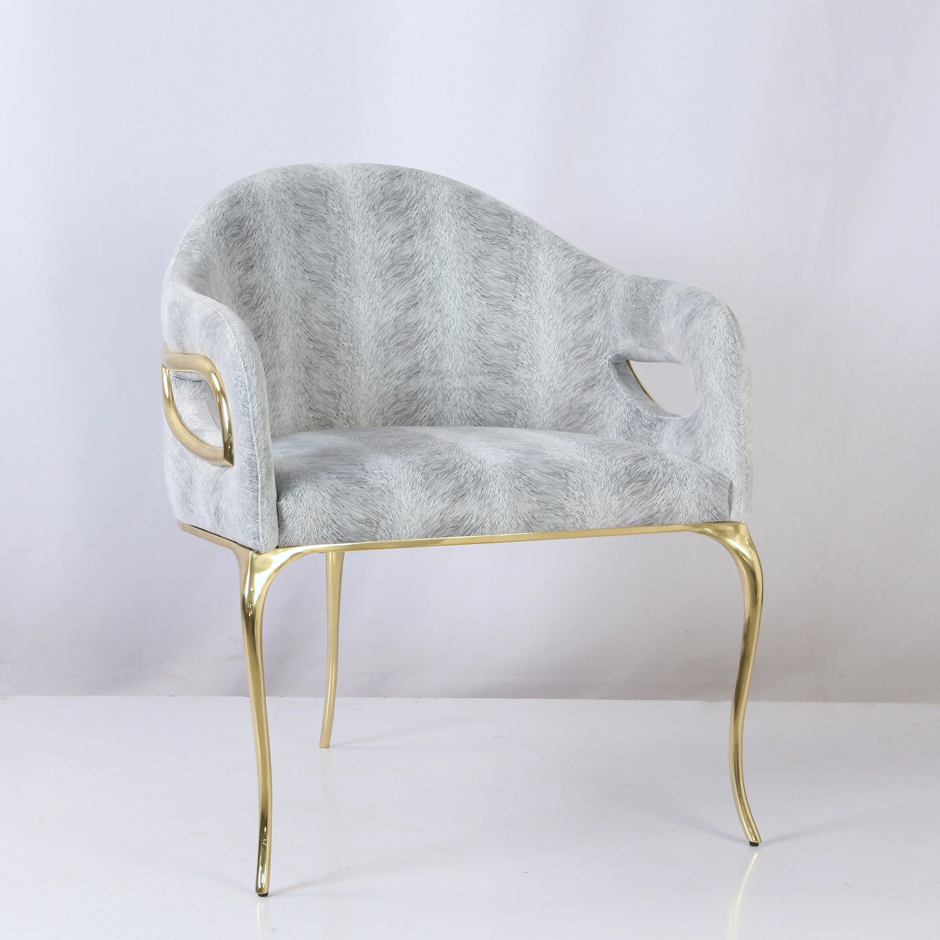 Free Sample Wholesale Design Room Furniture Gray Velvet Modern Luxury Dining Chairs with Metal Legs Brass Gold