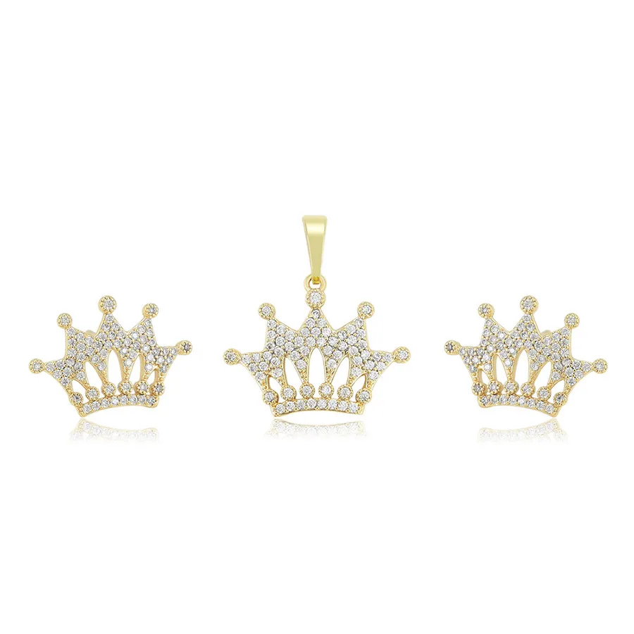 S00140576 xuping jewelry luxury exquisite and elegant queen crown 14K gold-plated diamond jewelry set