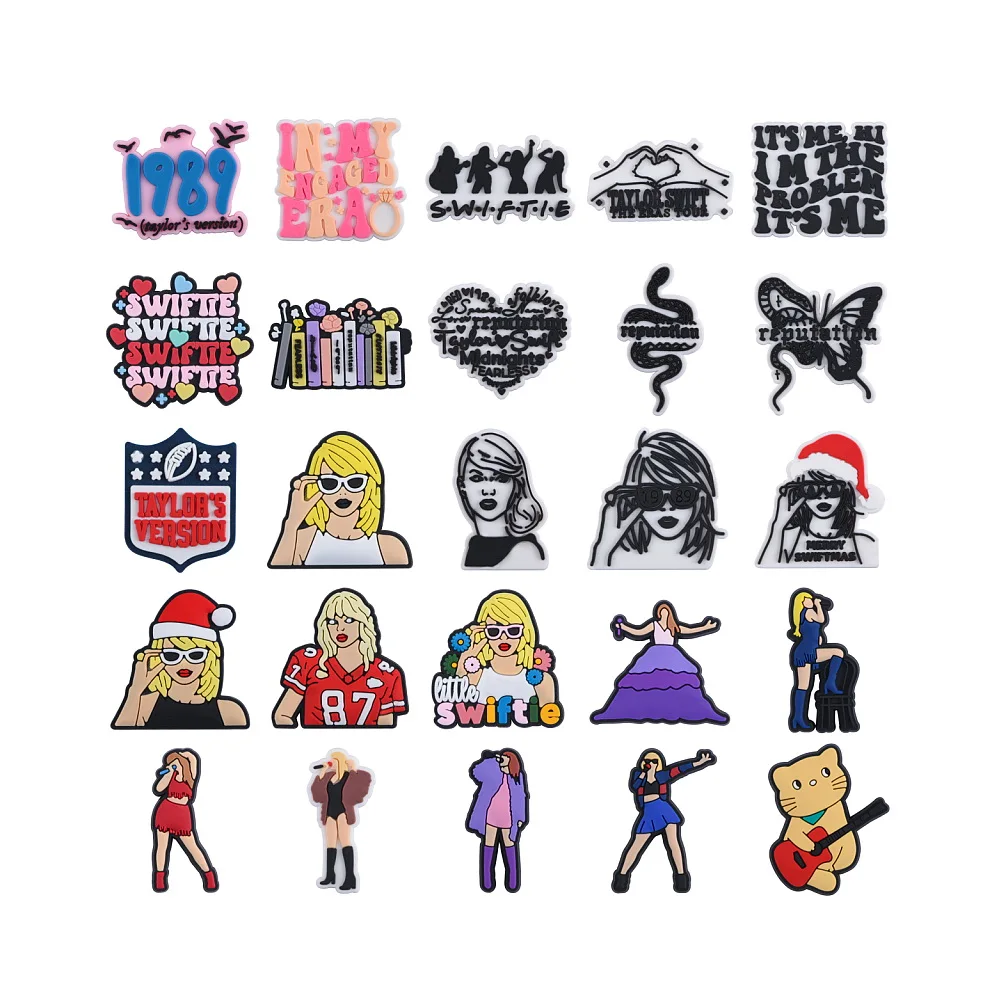 new arrival Taylor singer Swift clog Shoe Charms PVC clog Charms Shoe Decoration Charms for clog