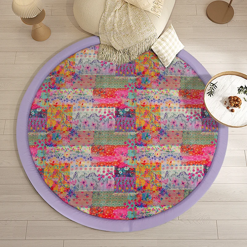 Round Colorful Memory Foam Thick Tummy Time and Crawling Mat Baby Floor Mat for Toddlers