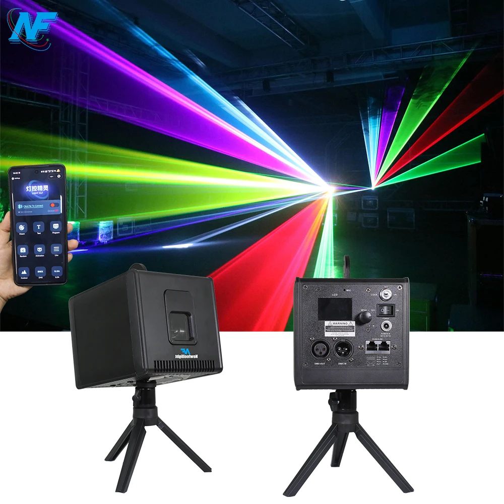NF батарейным питанием 5 Вт управление приложением RGB анимационный лазерный свет DMX 3D сценический