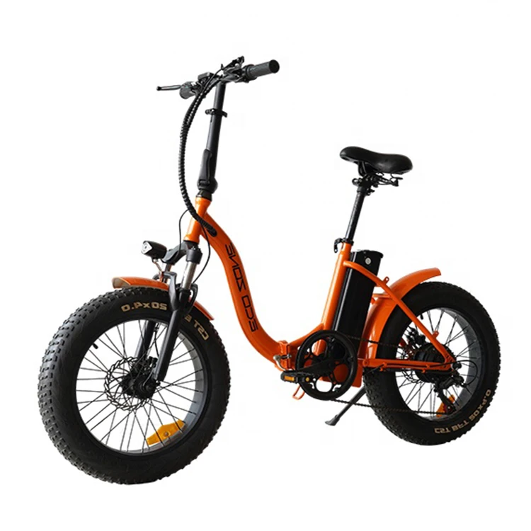 Hot sale 20inch fat tire orange frame folding mini ebike fat tyre electric bike