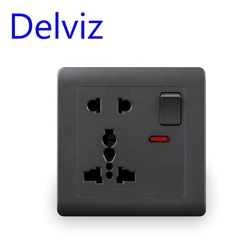 Delviz 13A Wall Outlet AC 110V~250V,Switch button control Electrical plug jack, International universal Power Supply Wall Socket