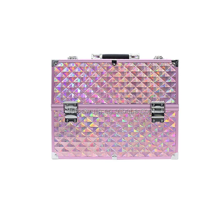 Professional Wholesale cosmetic case nail art tools box portable Aluminum alloy makeup storage box